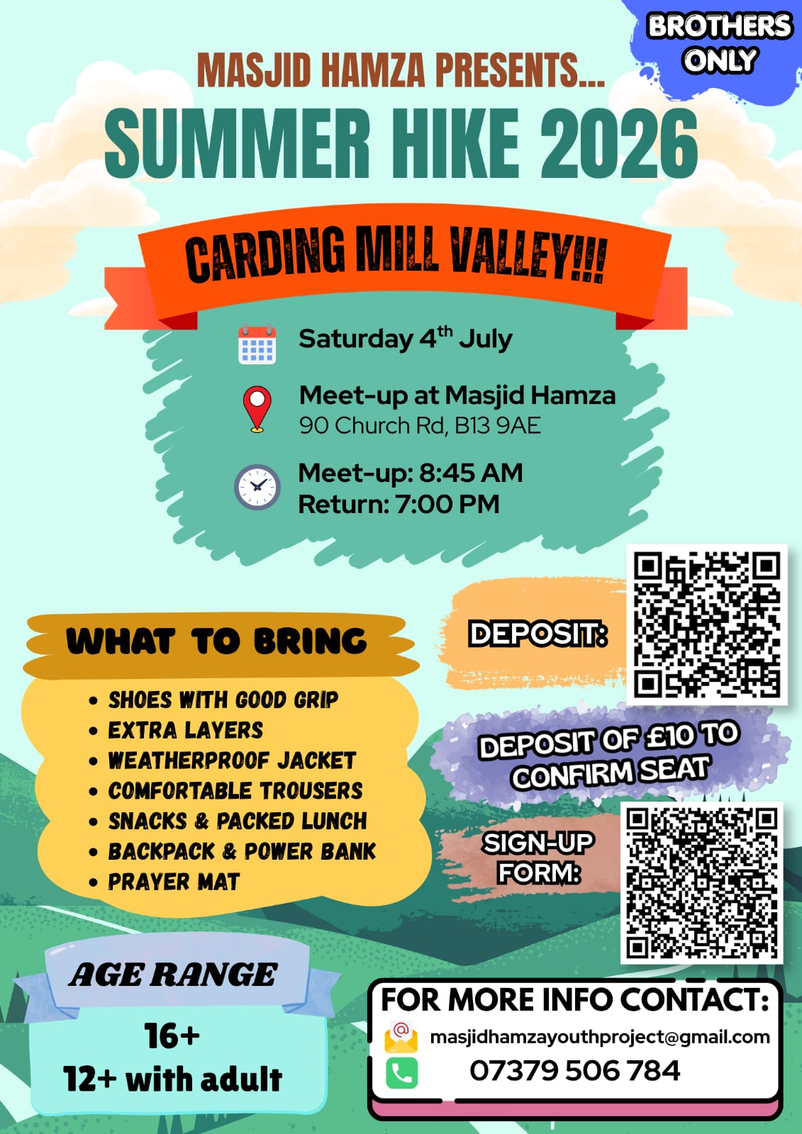 Masjid Hamza Summer Hike 2026 Carding Mill Valley event poster